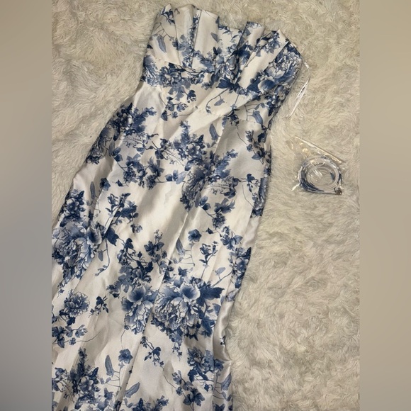 NEW Alfred Sung Floral Ruffle Strapless Trumpet Gown sz 6 - Picture 3 of 6